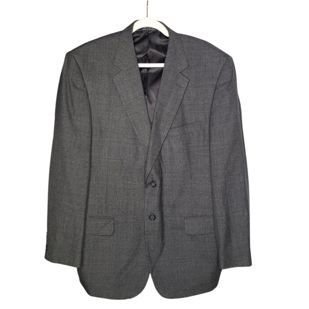 Vintage Bill Blass Wool Blend 2 Button Glenplaid Men's Suit Blazer Coat Jacket